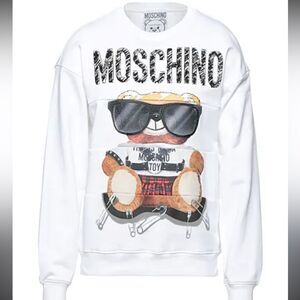 Moschino White Sweatshirt with Teddy Bear Graphic